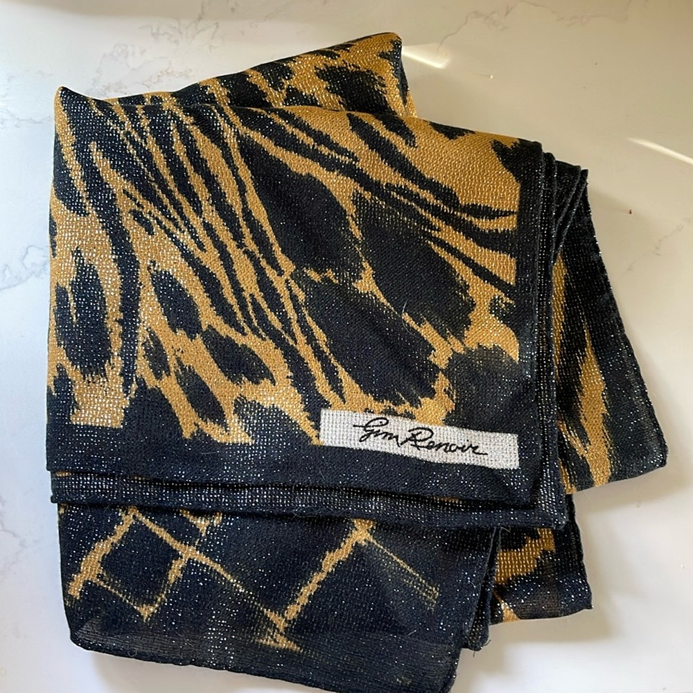 Jim Renoir Animal Print retro scarf vintage 80s 90s 30x30 EUC